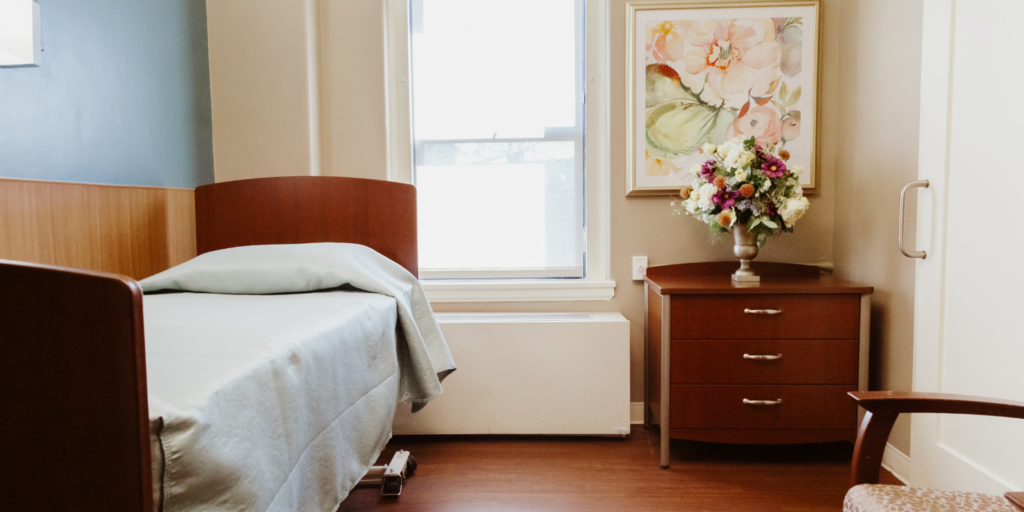 Photo of clean private room ready for short term rehab patient at the Methodist Home for Nursing and Rehabiliation